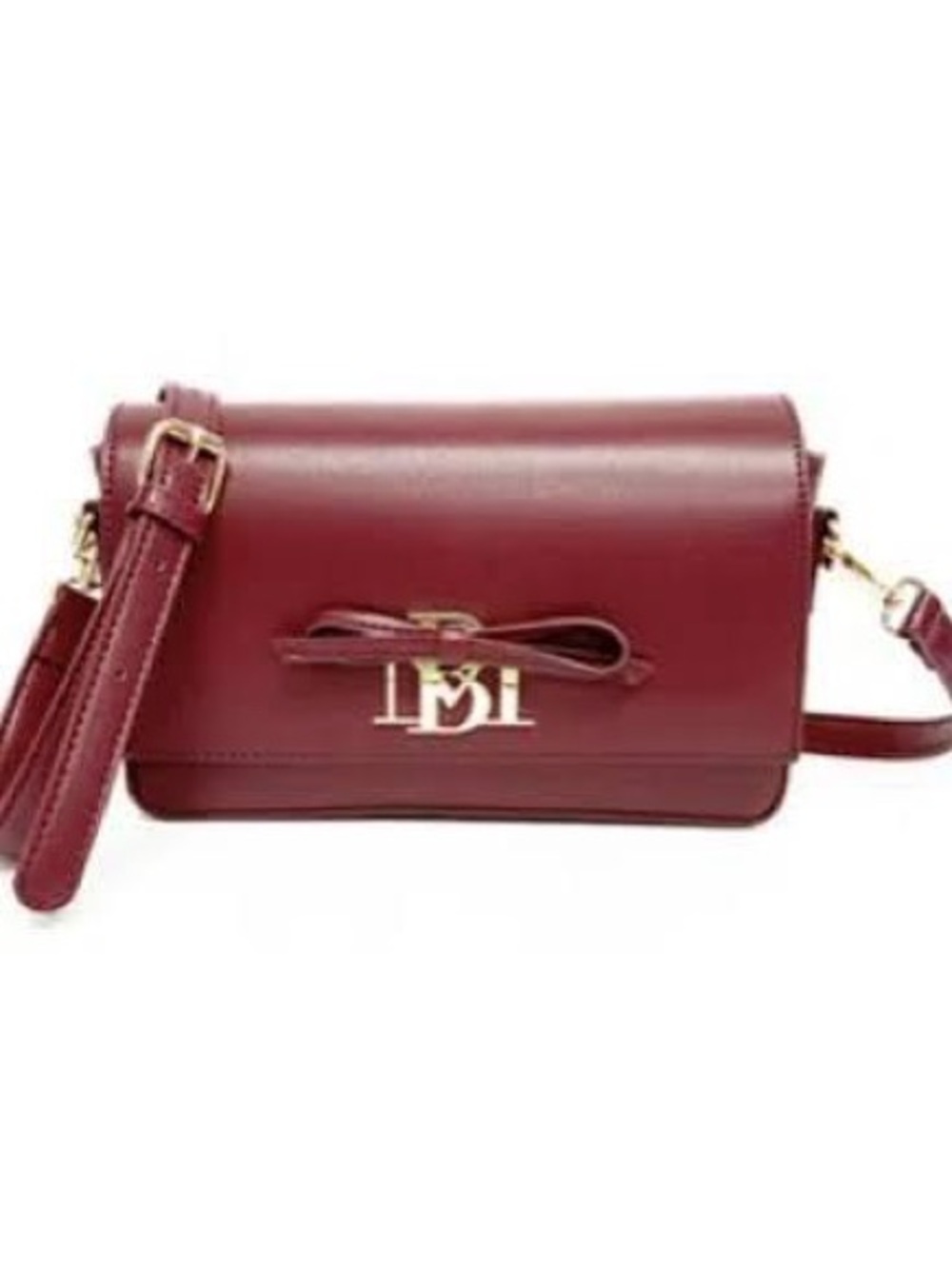 Badgley Mischka Wine Red Crossbody Bag with Gold Hardware